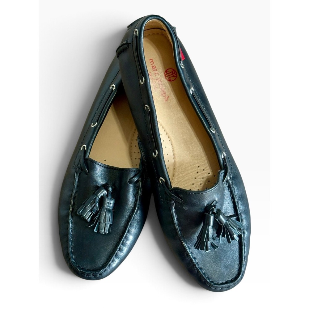 Marc Joseph New York Womens Black Leather Tassel Driving Loafers Size 10